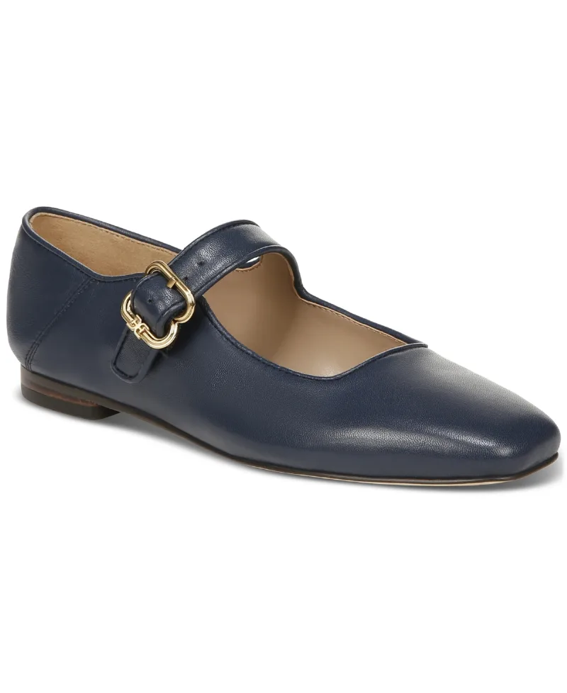 Sam Edelman Women's Michaela Buckled Mary Jane Flats - Hudson Navy Leather