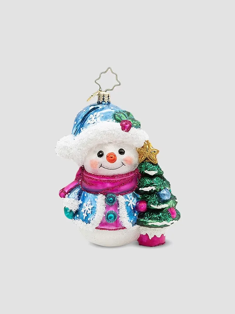 Christopher Radko Frosted Flurries Glass Snowman Ornament