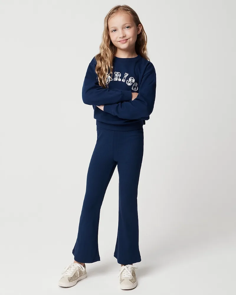 Girls' ribbed flare leggings