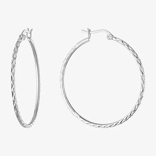 Silver Reflections Pure Silver Over Brass Hoop Earrings, One Size