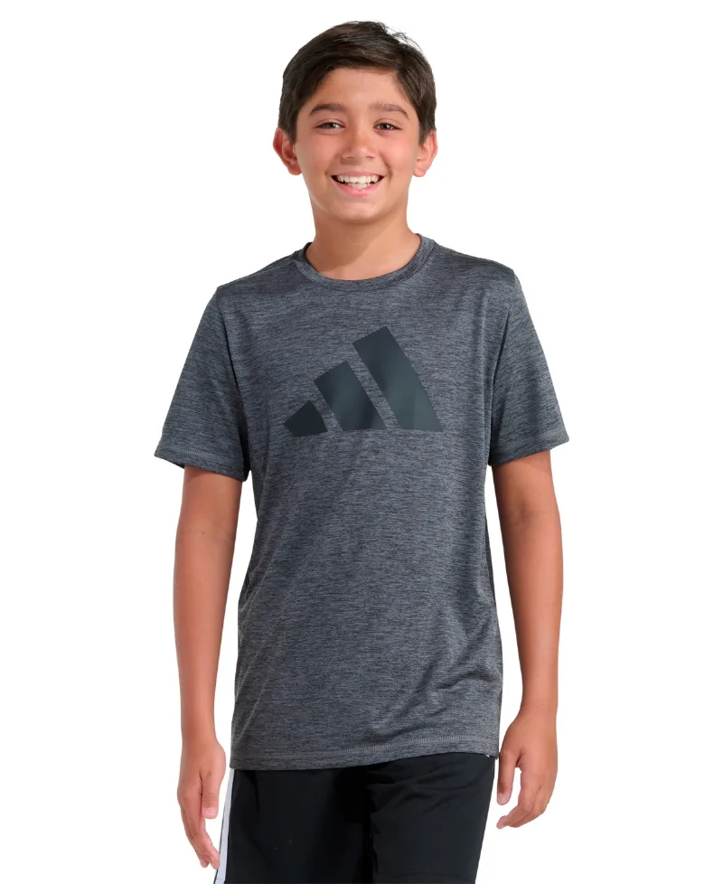 adidas Boys' 8-20 Short-Sleeve Essential Poly Melange T-Shirt - Dark Heather