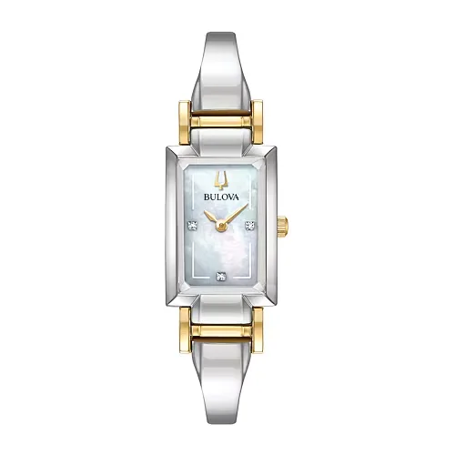 Bulova Classic Womens Diamond Accent Two Tone Stainless Steel Bangle Watch 98p188, One Size