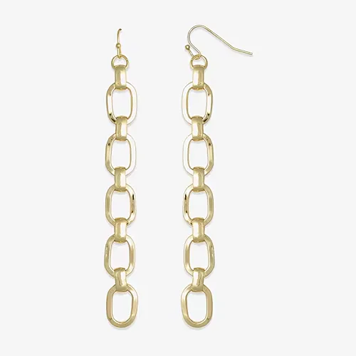 Bold Elements Chain Link Linear Womens Stainless Steel Drop Earrings, One Size, Yellow