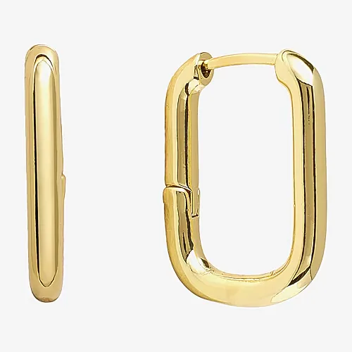 Silver Reflections Womens 14K Gold Over Brass 24.3mm Rectangular Hoop Earrings, One Size