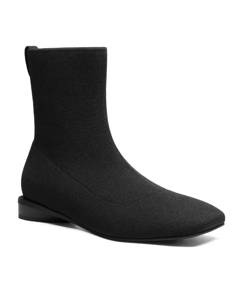 Vivaia Marsa Square-Toe Block-Heel Slip-On Ankle Boots - Black