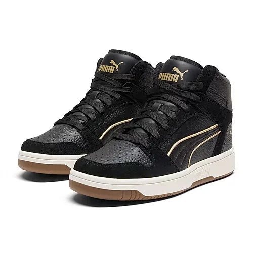 PUMA Rebound Layup Luminous Piping Womens Basketball Shoes, 8 Medium, Black