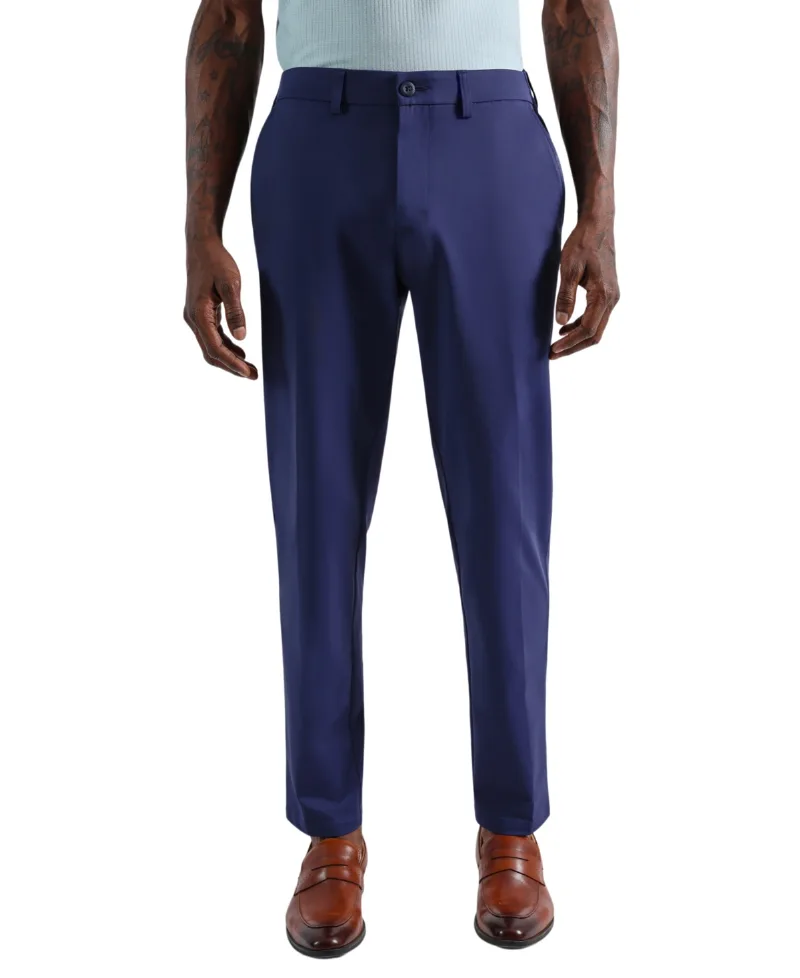 Sport Travel Performance Straight Fit Flat Front Pants - Navy