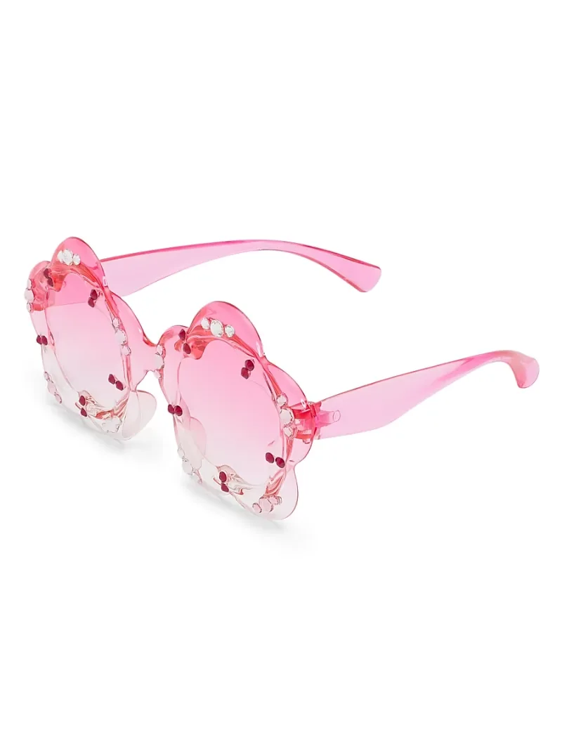 Bari Lynn Girl's Girl's Crystal Flower Sunglasses - Red