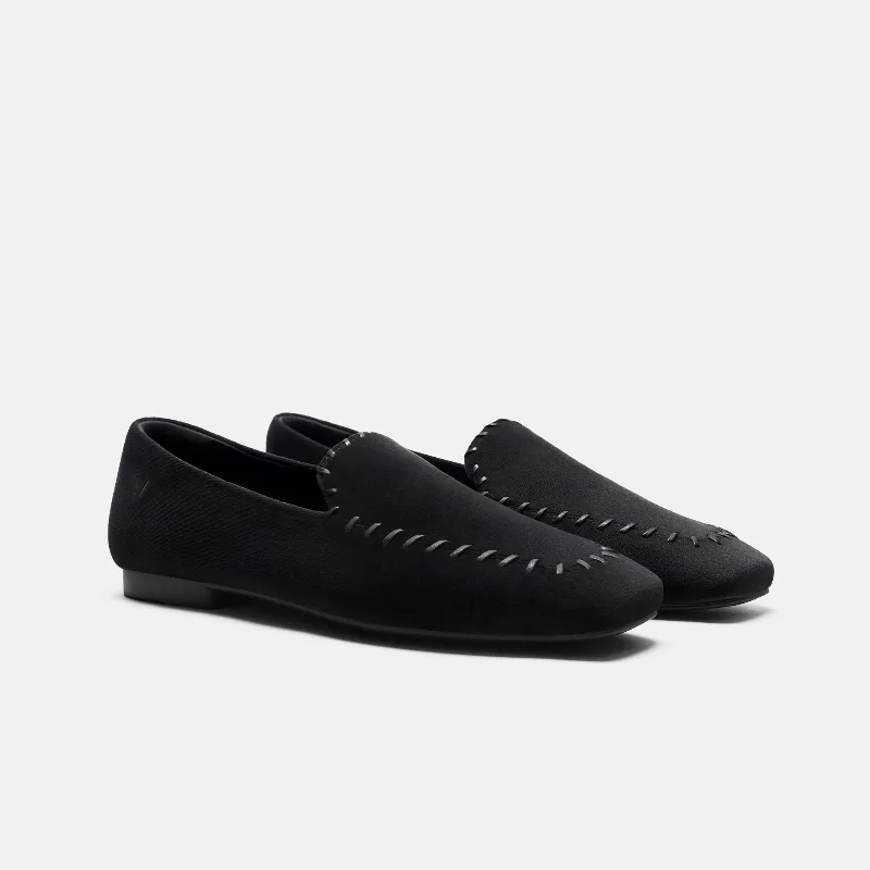 VIVAIA Velvet Whipstitched Loafers (Siena)|BLACK|US 5