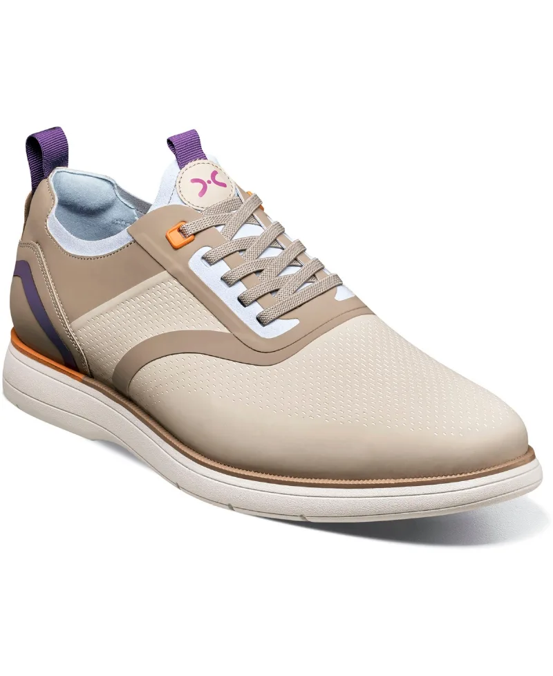 Stacy Adams Men's Everidge Plain Toe Elastic Lace Shoe - Cream multi