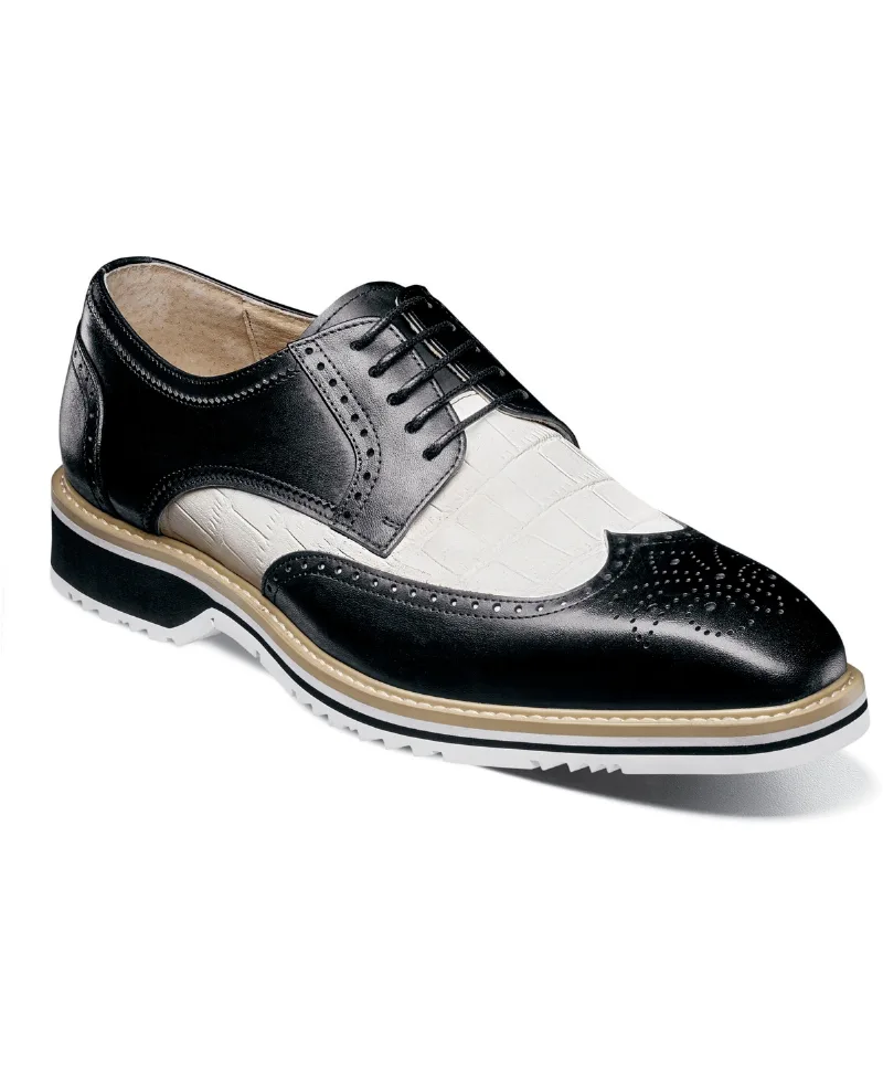 Stacy Adams Men's Beaumont Wingtip Oxford - Black white