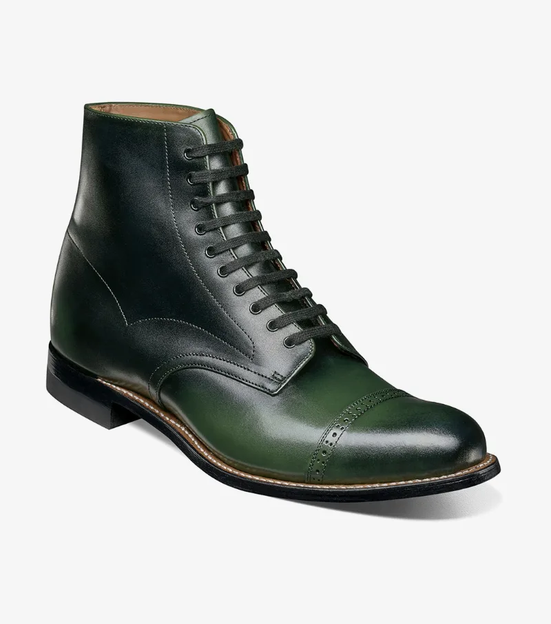 Stacy Adams Shoes Madison Cap Toe Lace Up Boot Green Size 8.5