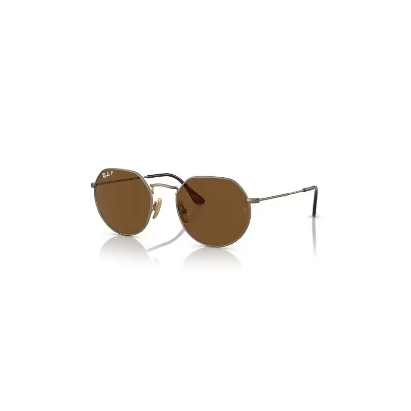 Ray-Ban Jack Titanium Sunglasses Gold Frame Brown Lenses Polarized 53-20