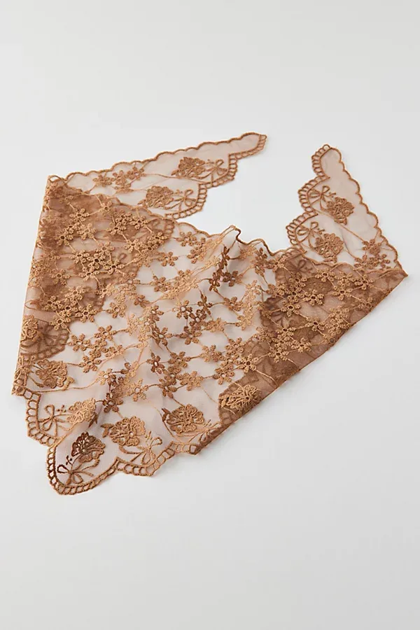 Soft Lace Headscarf in Taupe, Women's at Urban Outfitters