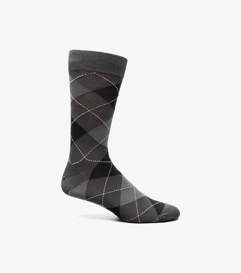 Florsheim Shoes Diamonds Men's Crew Dress Socks Charcoal