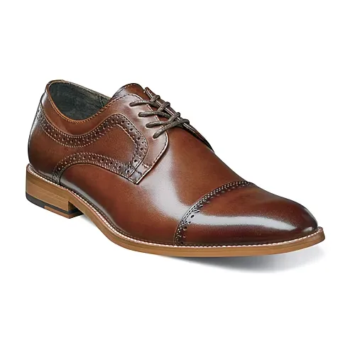Stacy Adams Dickinson Mens Leather Cap Toe Oxfords, 10 Medium, Brown