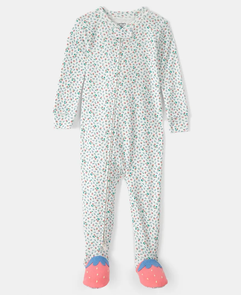 Carter's Baby Girls' Strawberry Snug-Fit One-Piece Pajama - White/Green