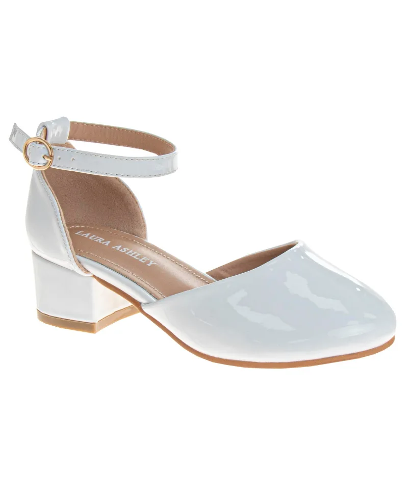 Laura Ashley Little and Big Girls Low Heeled Dress Shoe - White patent