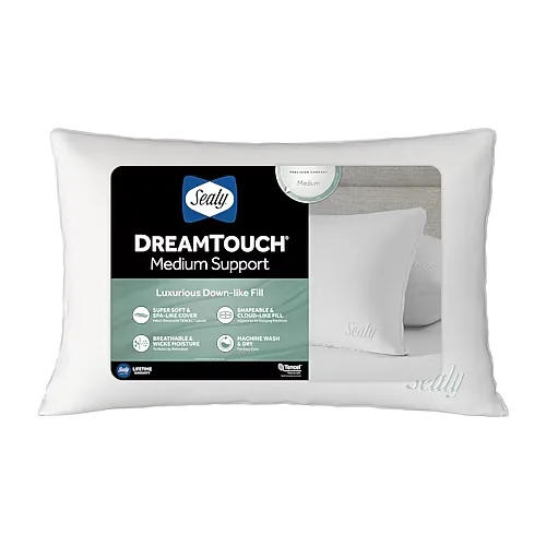 Sealy DreamTouch Medium Support Pillow, One Size, White