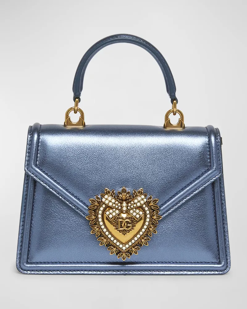 Dolce & Gabbana Devotion Mini Metallic Leather Top-Handle Bag