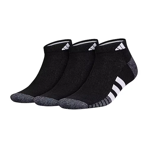adidas Cushioned Mens 3 Pair Low Cut Socks, 10-13, Black