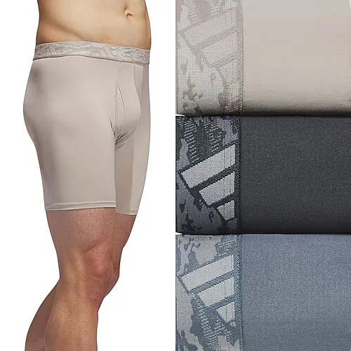 adidas Performance Microfiber Mens 3 Pack Boxer Briefs 5158584, Xx-large, Gray