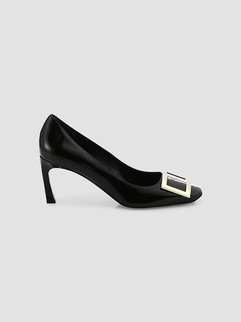 Roger Vivier Women's Belle Vivier Trompette 70MM Patent Leather Pumps - Black - Size 9.5