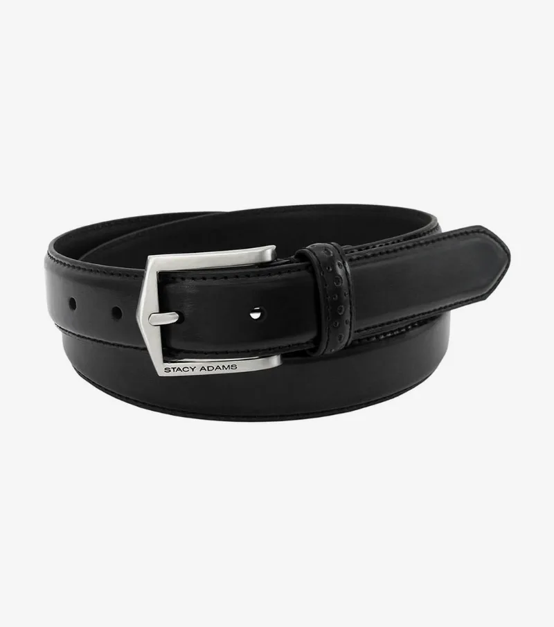 Stacy Adams Shoes Pinseal Perf Strap Genuine Leather Belt Black Size 38
