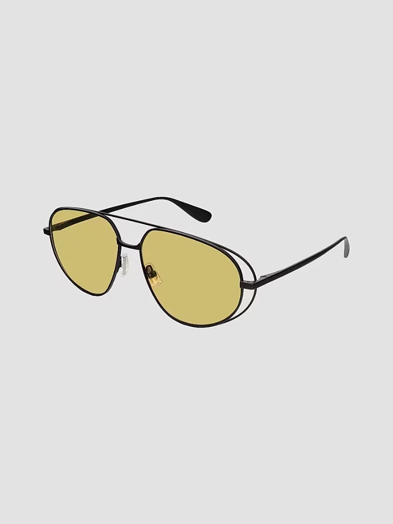 Bottega Veneta Men's Flower 61MM Pilot Sunglasses - Lime Black