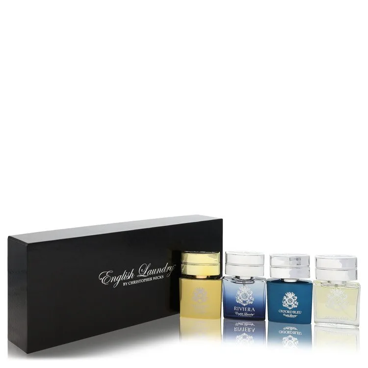 English Laundry Variety by English Laundry 4 PIECE MENS VARIETY WITH NOTTING HILL & RIVIERA & OXFORD BLEU & ARROGANT AND ALL ARE EDP 0.68 OZ for MEN