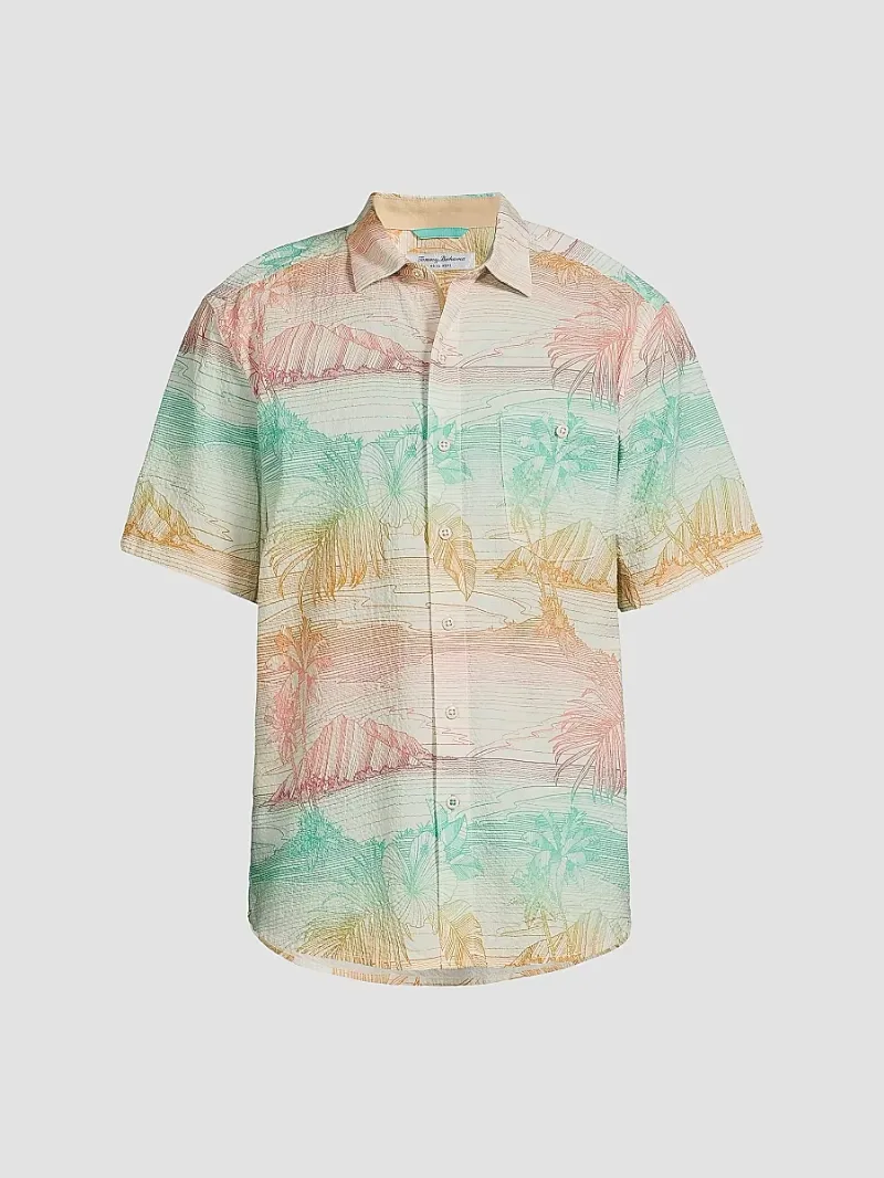 Tommy Bahama Men's Nova Wave Corsica Coast Short-Sleeve Shirt - Marble Cream - Size Small