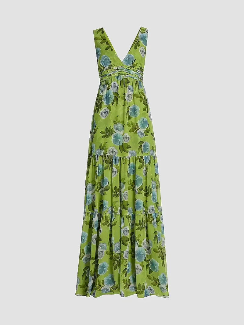 Women's Emilie Floral Chiffon A-Line Gown - Citrus Morning Glory - Size 8