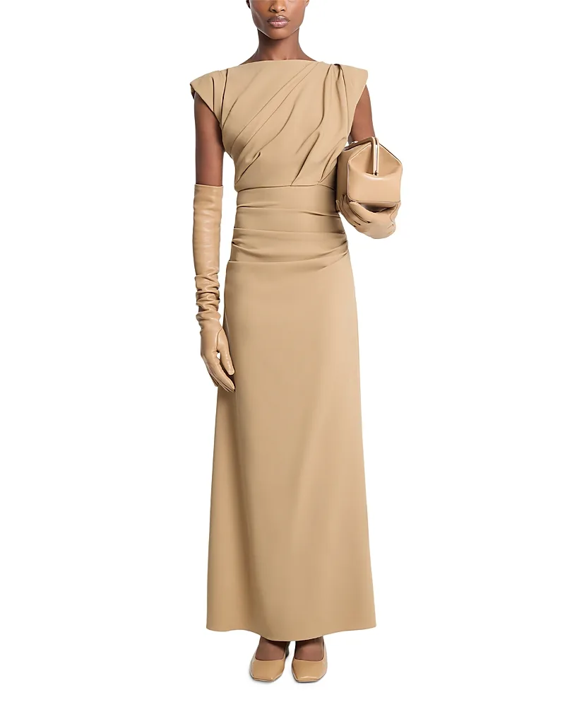 Michael Kors Collection Draped Column Wool-Blend Gown