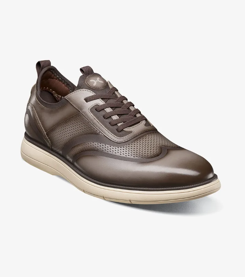 Stacy Adams Shoes Edgewood Wingtip Elastic Lace Up Taupe Size 9