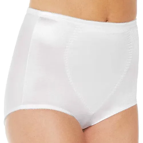 Underscore Rainbow Stretch Satin Tummy Panel Control Briefs, 3x-large, White