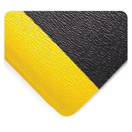 Antifatigue Mat, 16 ft. L x 4 ft. W, 5/8" Thickness, Pebble, Black/Yellow