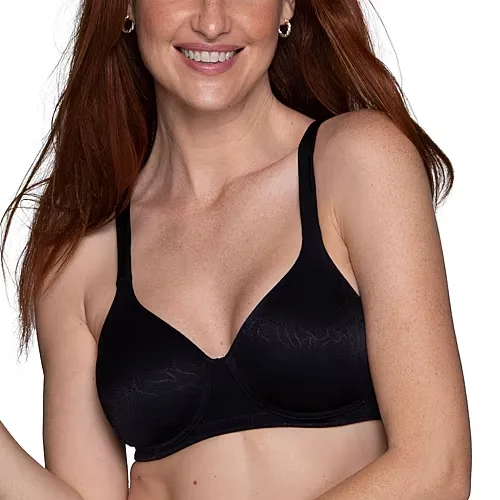 Vanity Fair Body Shine T-Shirt Wireless Full Coverage Bra - 72298, B, Black