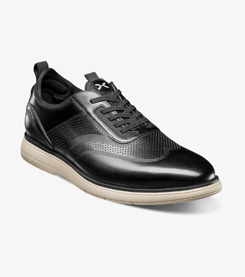 Stacy Adams Shoes Edgewood Wingtip Elastic Lace Up Black Size 11.5