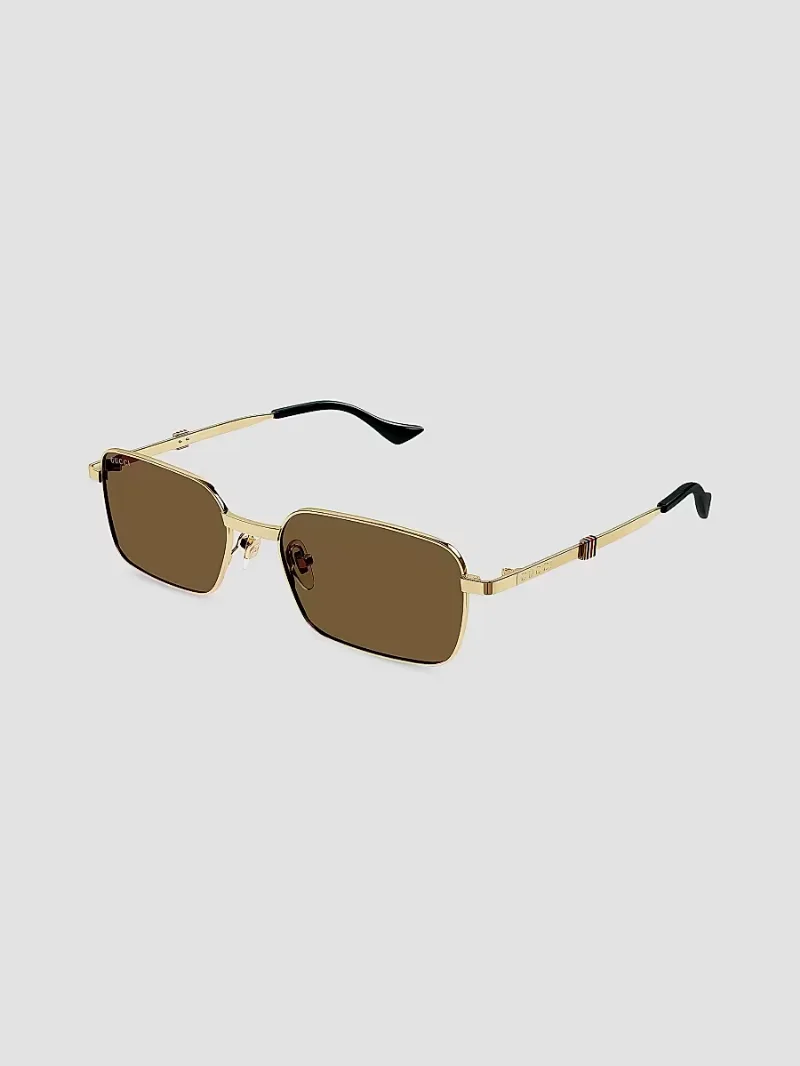 Men's Running Web GG1495S 56MM Rectangular Sunglasses - Gold Brown