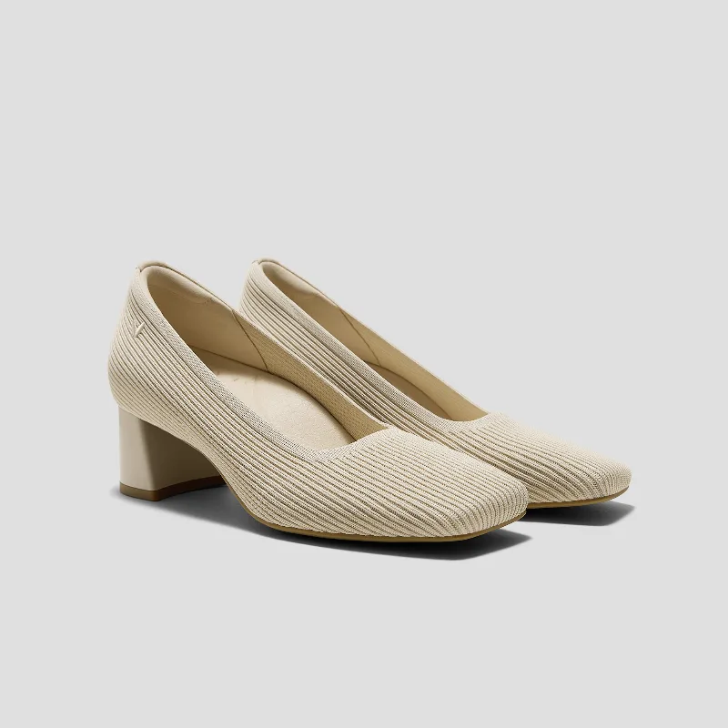 VIVAIA Square-Toe Margot™ Chunky Heels (Monroe)|CREAM IVORY|US 6.5