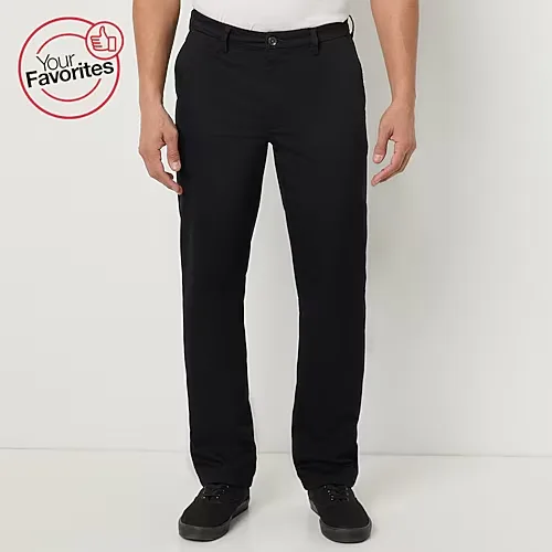 St. John's Bay Universal Wrinkle Free Easy Care Mens Classic Fit Flat Front Pant, 36 30, Black