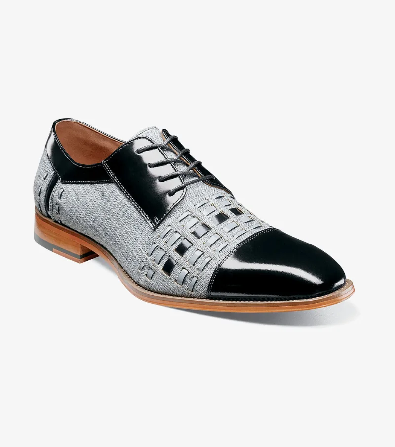 Stacy Adams Shoes Halstead Cap Toe Oxford Black/Gray Size 9
