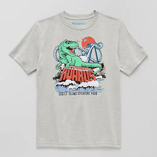 Thereabouts Little & Big Kid Boys Crew Neck Short Sleeve Regular Fit Graphic T-Shirt, L (14-16) Husky, Gray