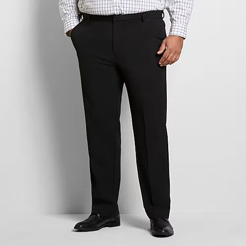 Van Heusen Everyday Defense Stain Shield Mens Straight Fit Big and Tall Dress Flat Front Pant, 50 29, Black