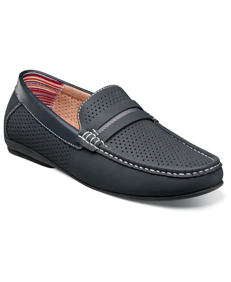 Men's Corby Moccasin Toe Saddle Slip-on Loafer - Navy