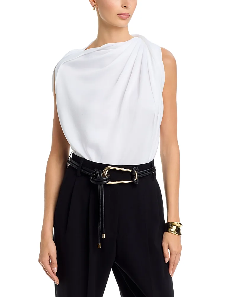Michael Kors Collection Satin Charmeuse Draped Top