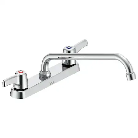 Commercial 26C3 Two Handle 8 In Cast Deck-Mount Faucet In Chrome
