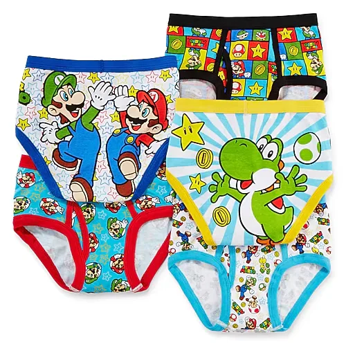 Little Boys Super Mario 5 Pack Briefs Bup3411, 4, Multiple Colors