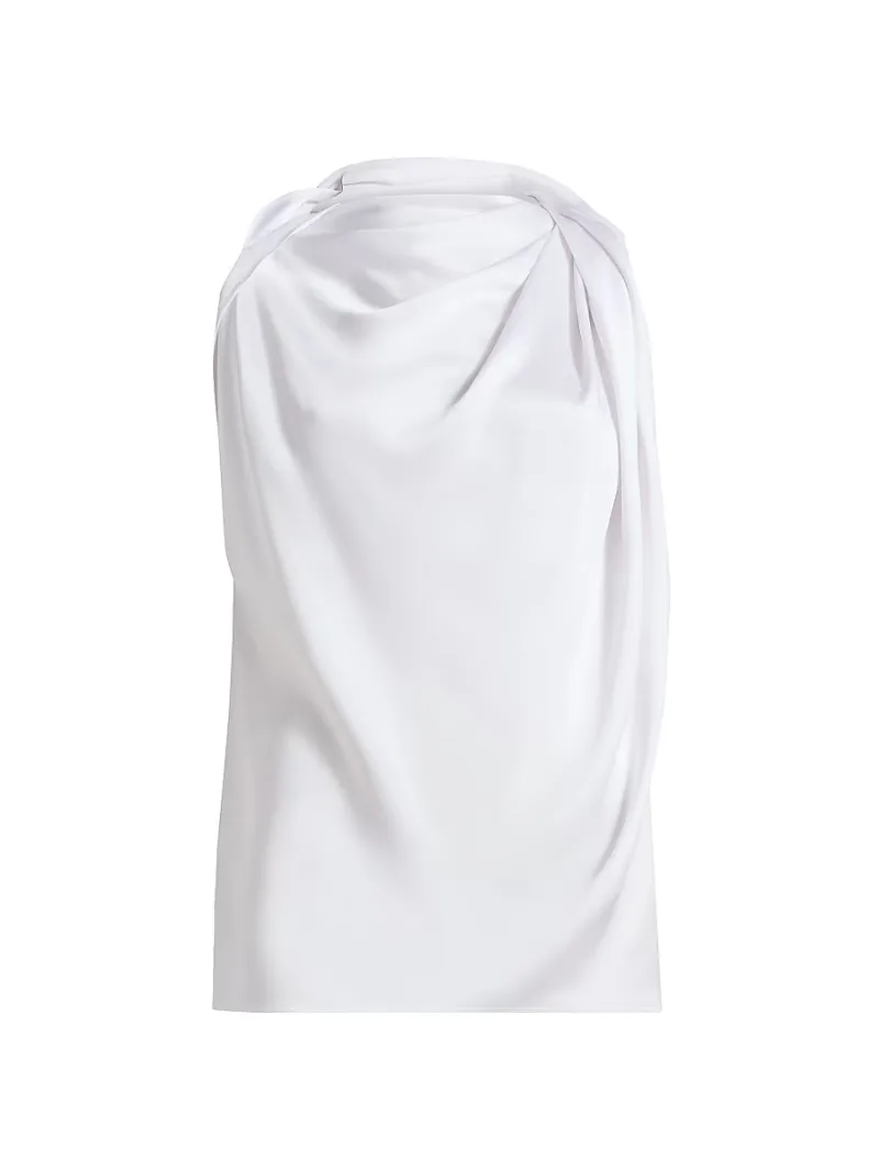 Michael Kors Collection Women's Draped Satin Charmeuse Blouse - Optic White - Size XS