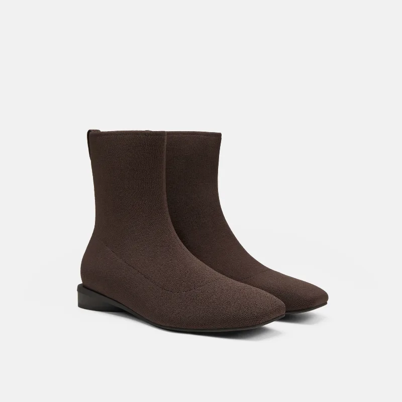 VIVAIA Square-Toe Ankle Boots (Marsa)|DARK CHOCOLATE|5.5-6